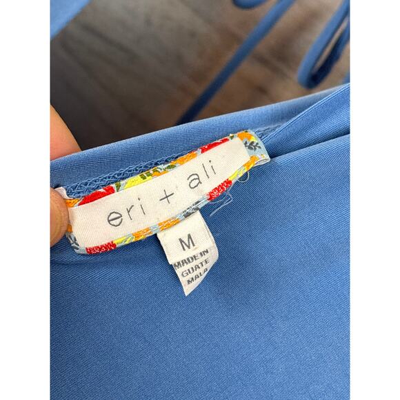 Eri & Ali Anthropologie Womens M Blue Briella High V Neck Sleeveless Midi Dress - Picture 4 of 7